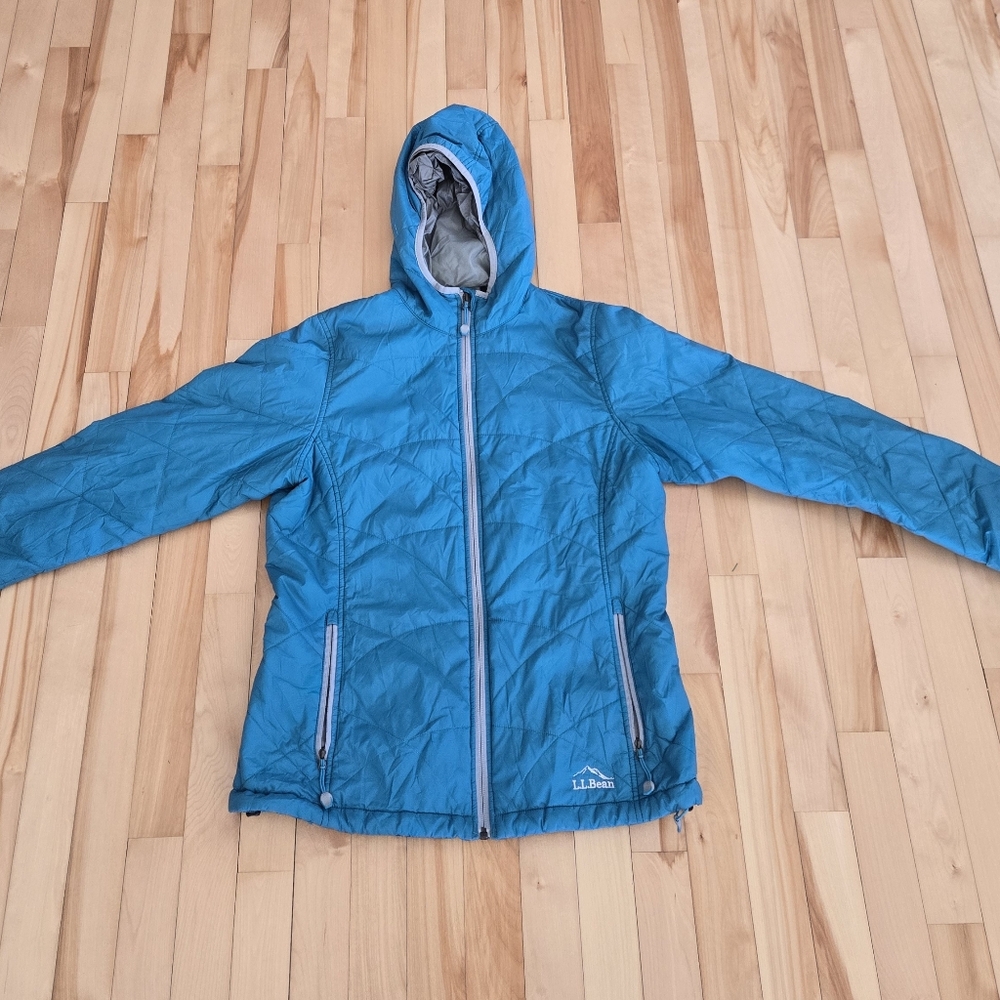 L.L. Bean Teal Jacket Zip Up Size Small Nylon Poly